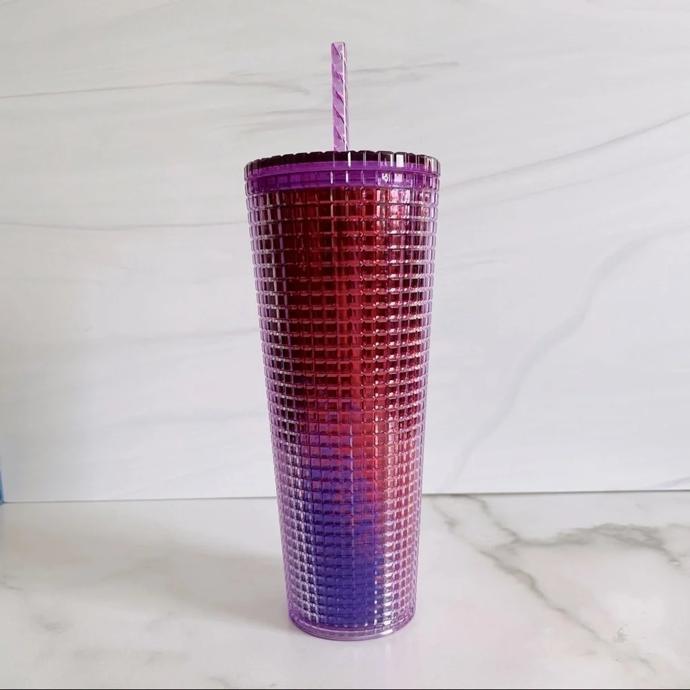 Starbucks Summer 2021 Pink/Purple Ombré Grid Vente Tumbler- 24oz